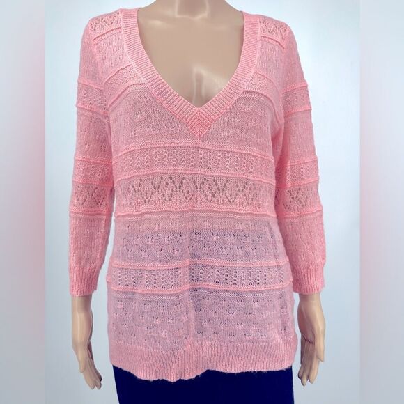 NWT New-York & Co Mohair Blend Knit Pink Sweater Size M - Picture 1 of 10